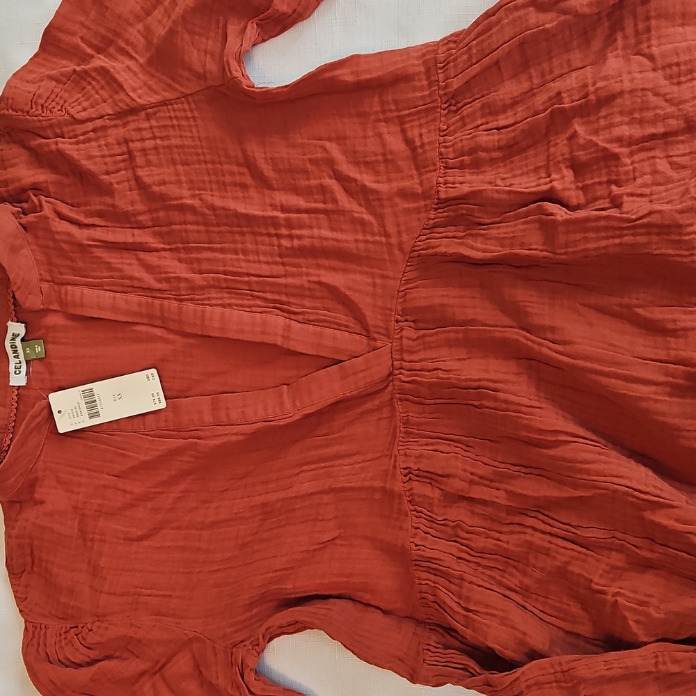 Anthropologie Rust Orange Gauze Swim Coverup Dress - Picture 5 of 8